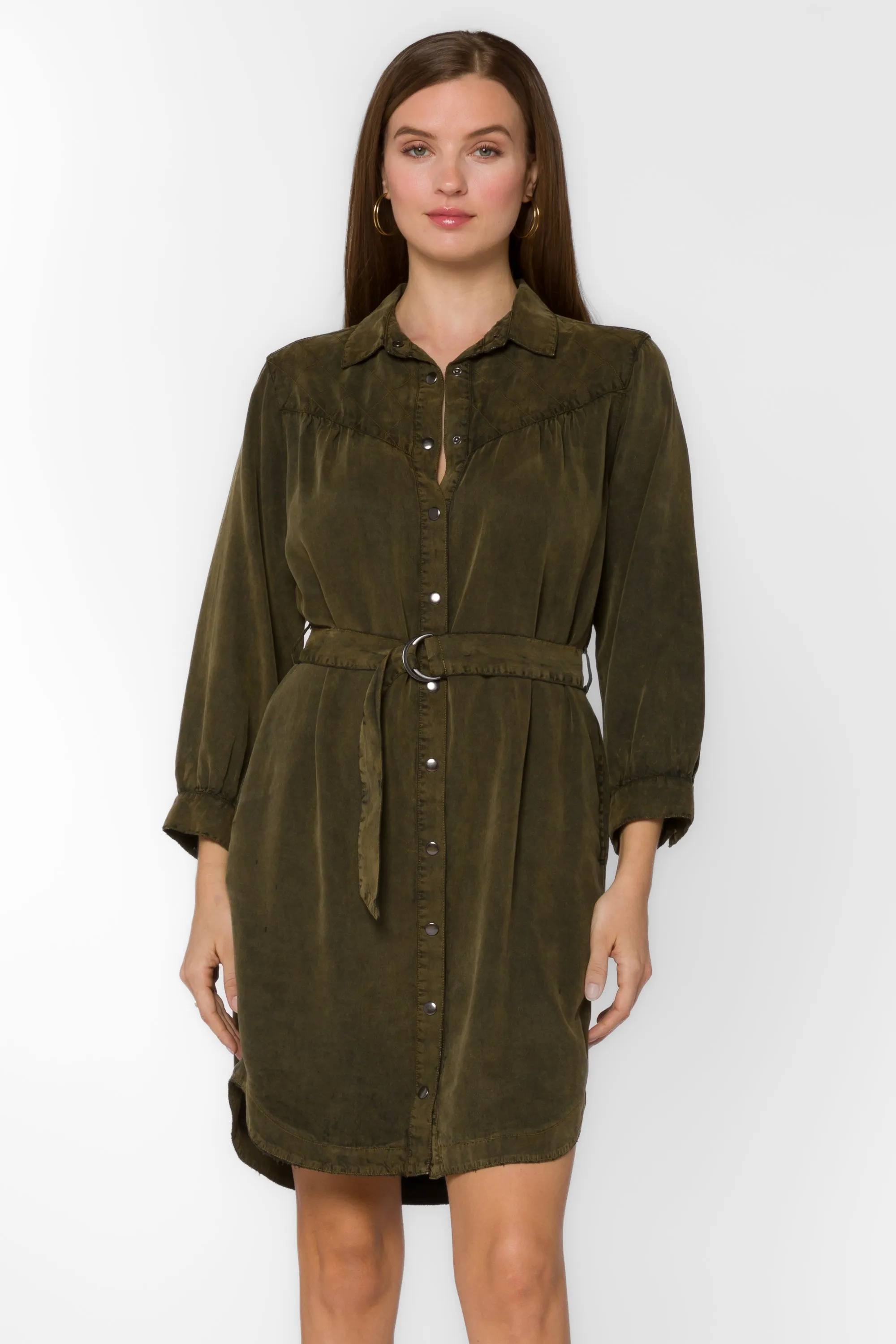 Dessa Army Green Shirtdress