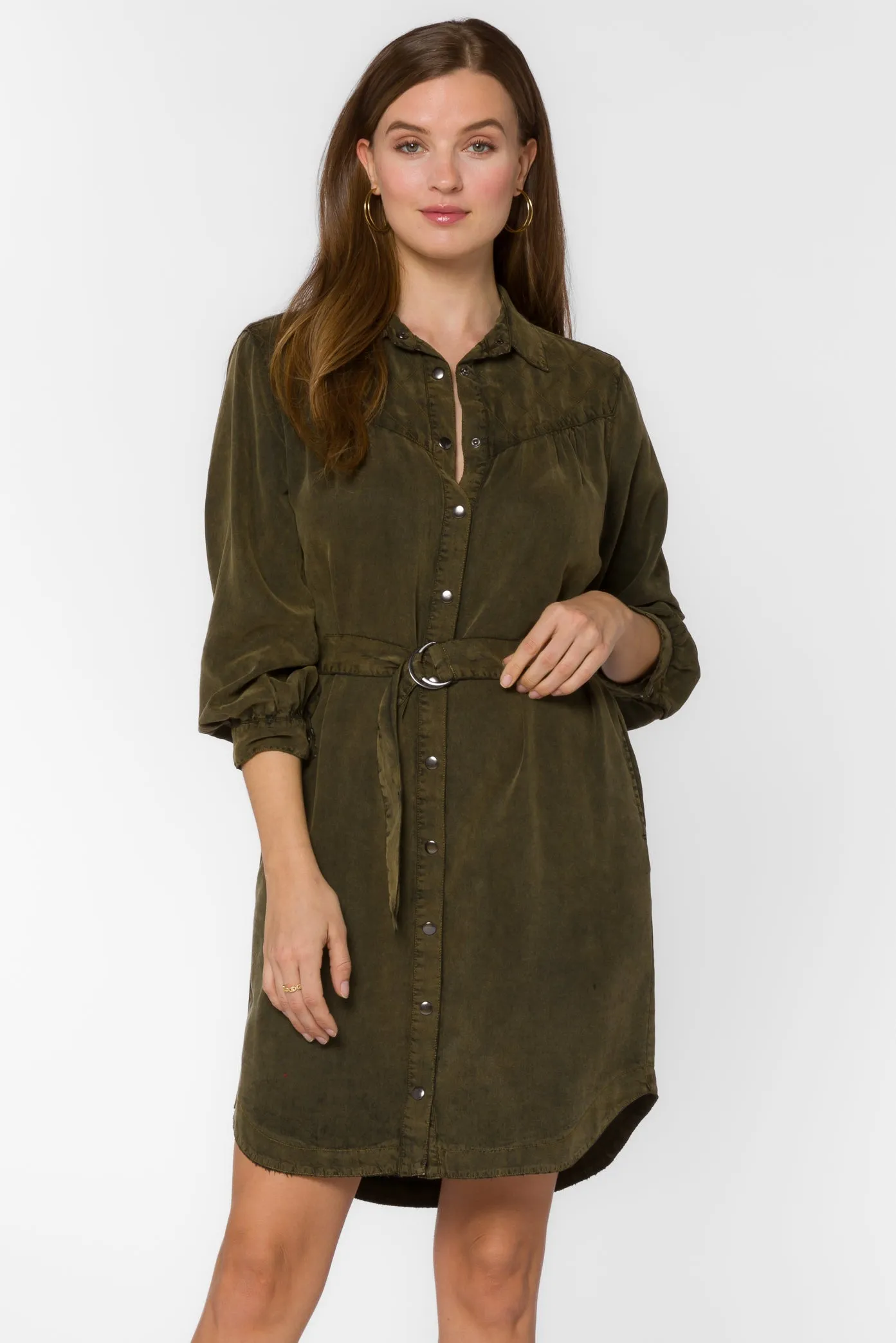 Dessa Army Green Shirtdress