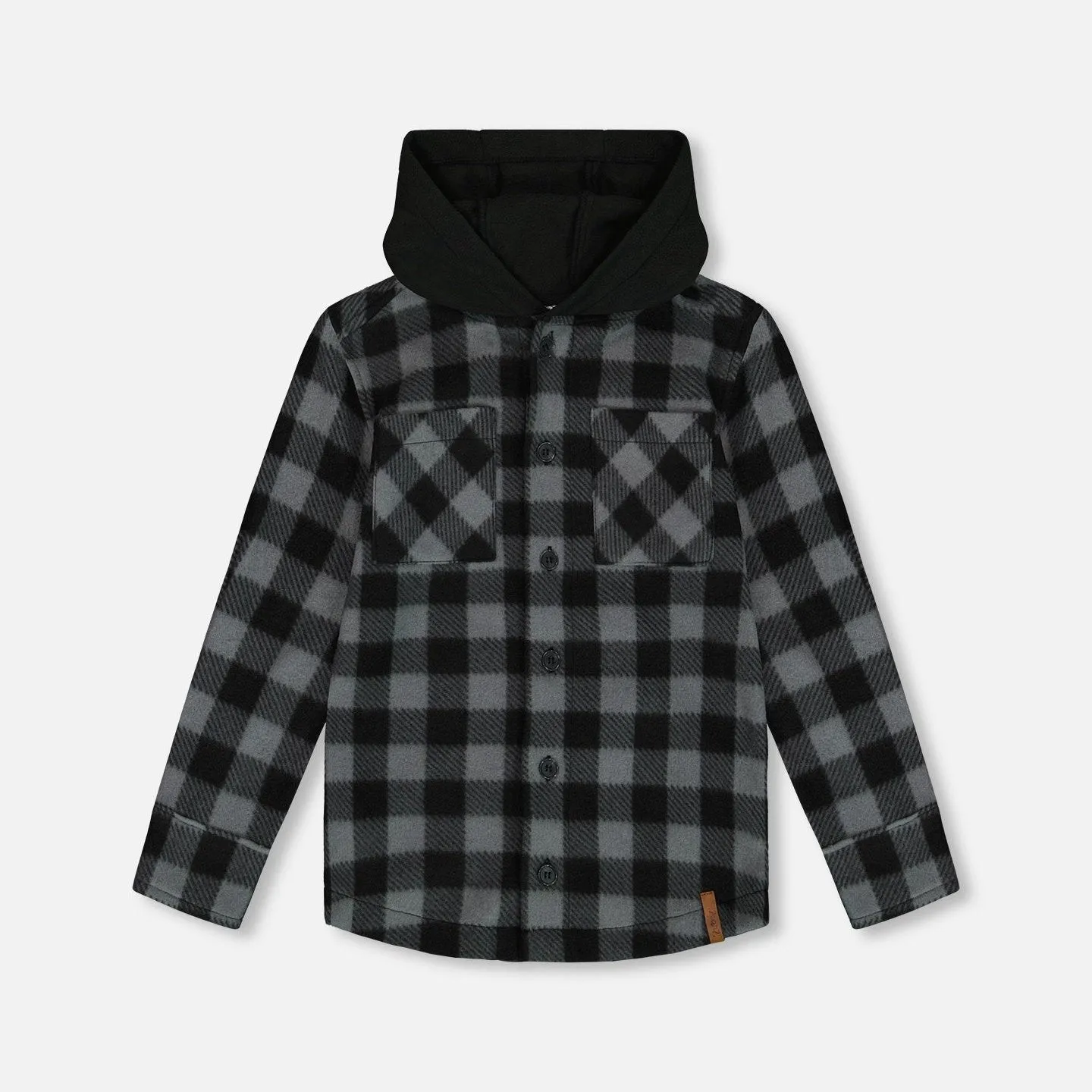 Deux Par Deux Polar Hooded Shirt - Plaid