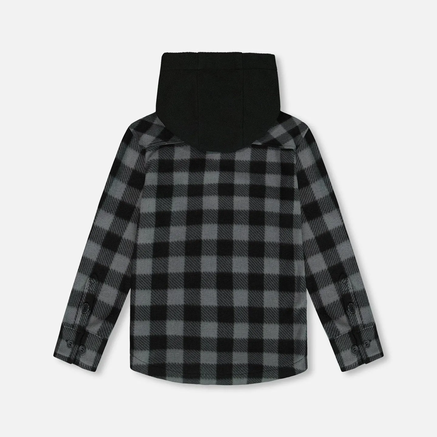 Deux Par Deux Polar Hooded Shirt - Plaid