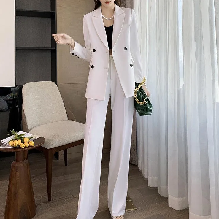 Double Breasted Blazer & Wide Leg Pants Set