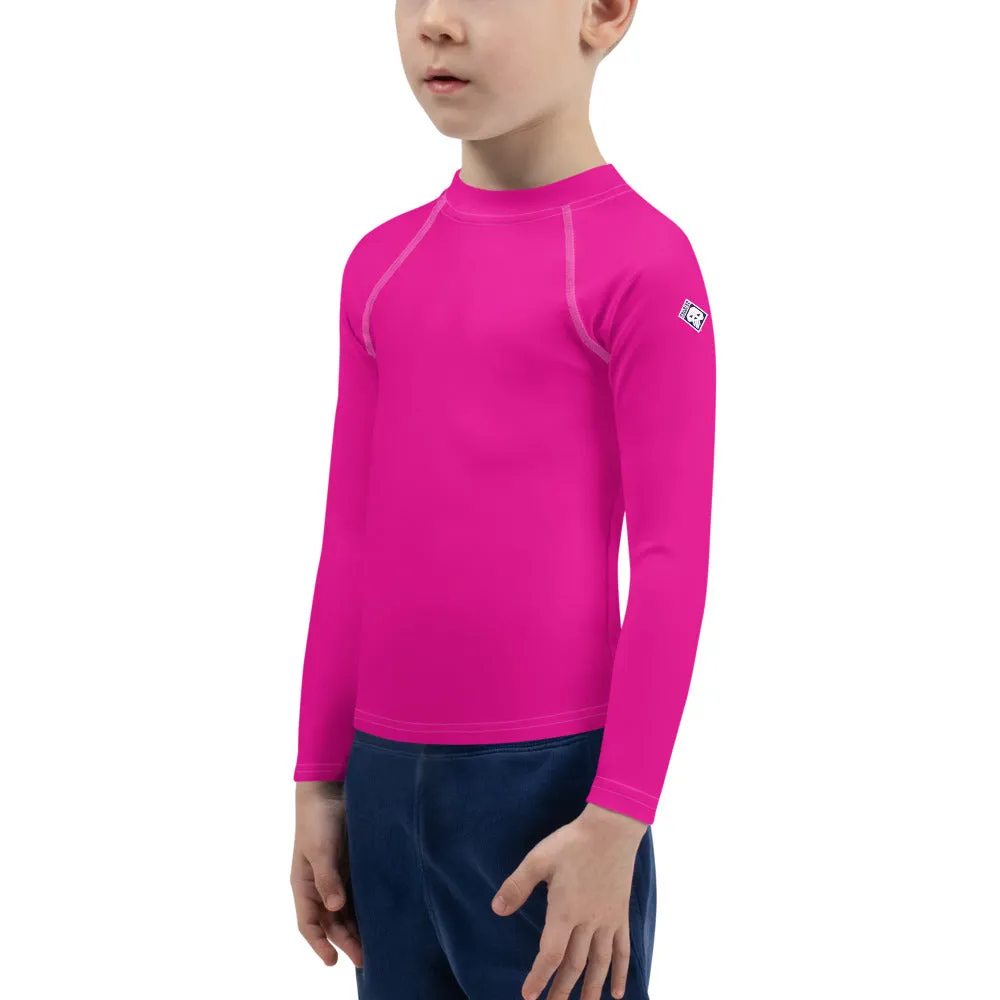 Dynamic Defense: Boys' Solid Color Long Sleeve Rash Guards - Hollywood Cerise