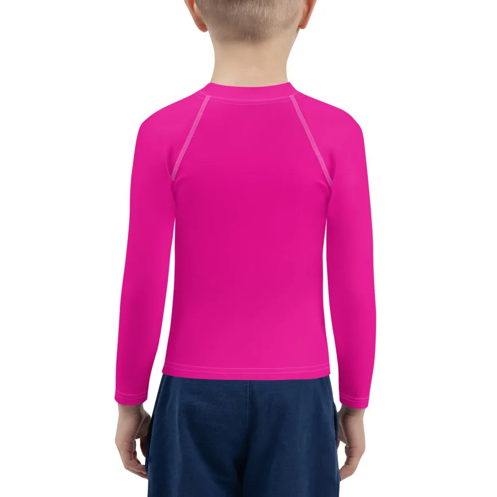 Dynamic Defense: Boys' Solid Color Long Sleeve Rash Guards - Hollywood Cerise