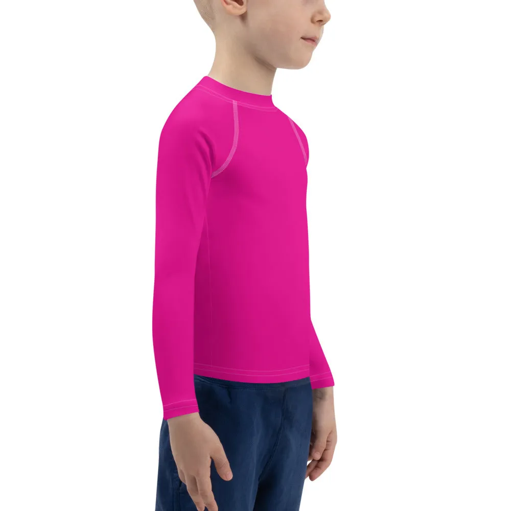 Dynamic Defense: Boys' Solid Color Long Sleeve Rash Guards - Hollywood Cerise