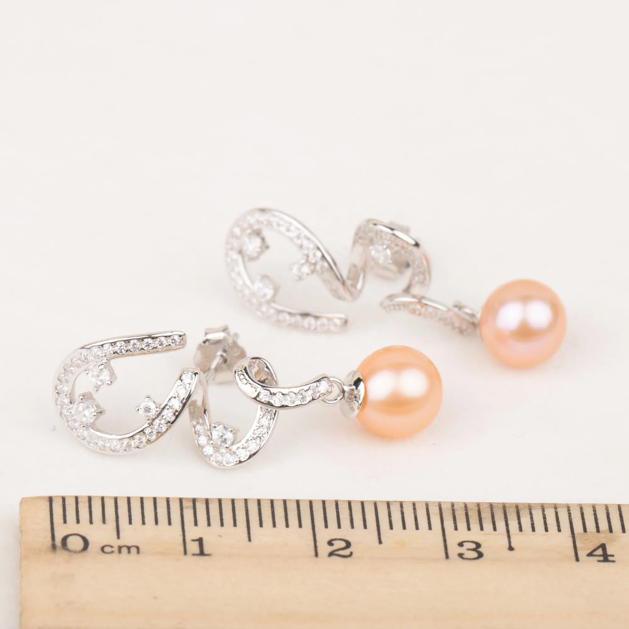 e060647 S925 pearl earring 925 sterling silver DIY 7-8mm Natural Freshwater pearl stud earring for women