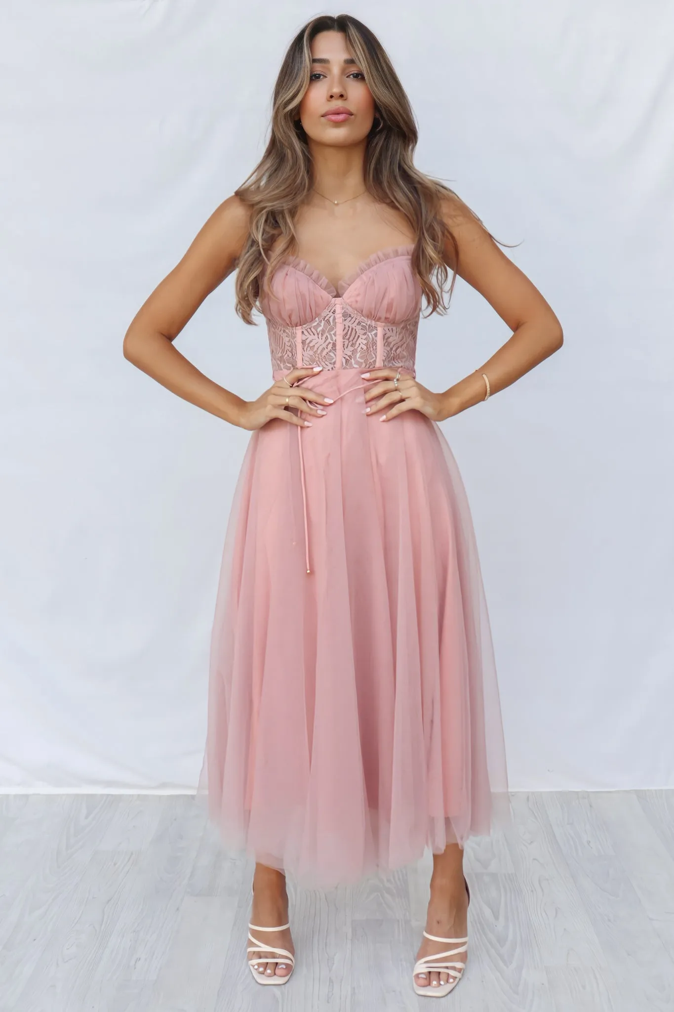 Ellen Tulle Midi Dress - Blush Pink