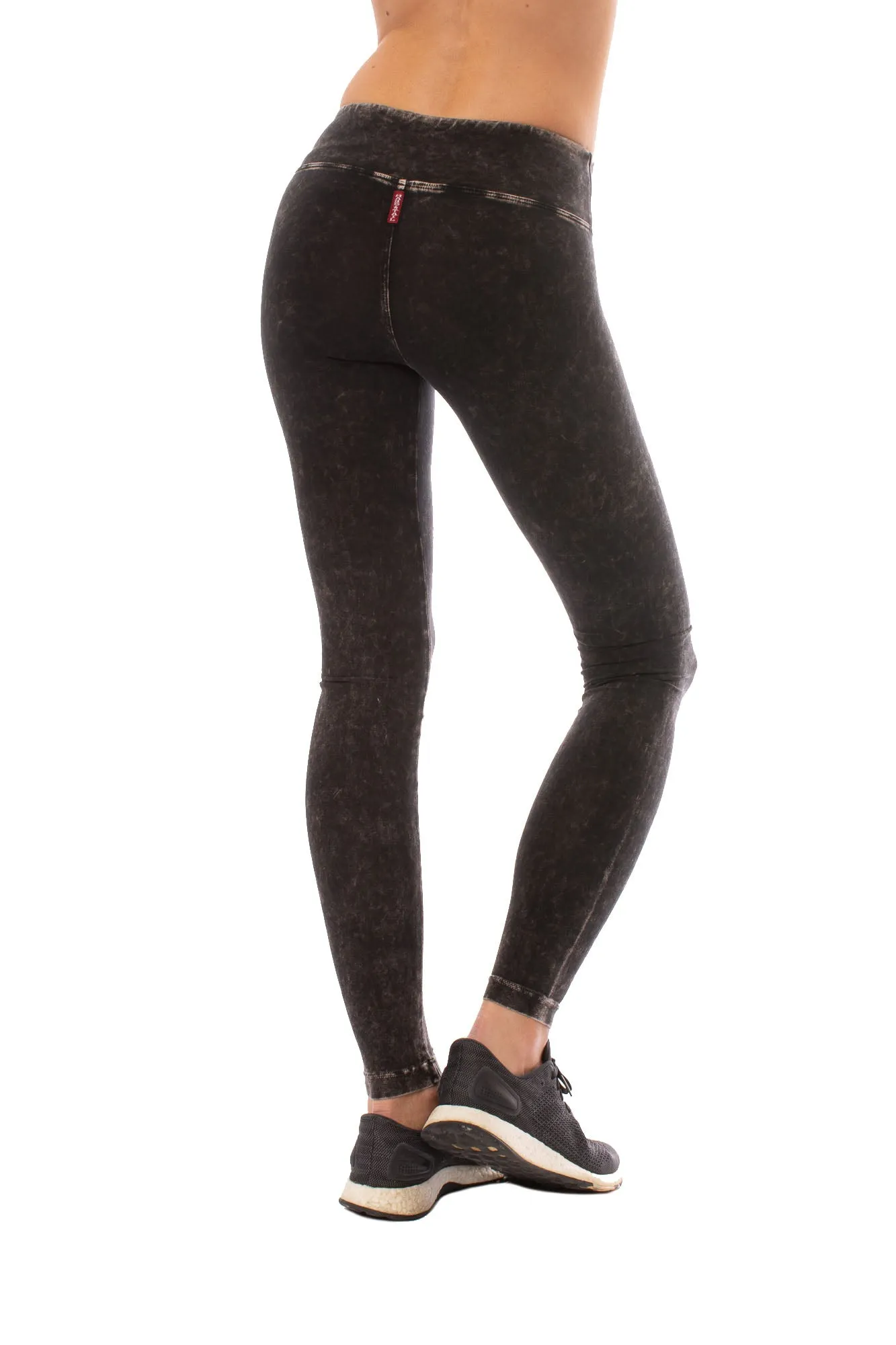 Flat Waist Ankle Legging (Style W-452, Black Mineral Wash MW6) by Hard Tail Forever