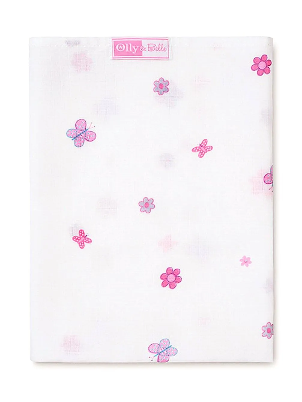 Floral Butterfly Print 100% Cotton Muslin Square By Olly & Belle