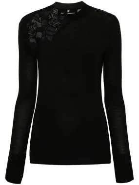 FLORAL-LACE APPLIQUÉ SWEATER