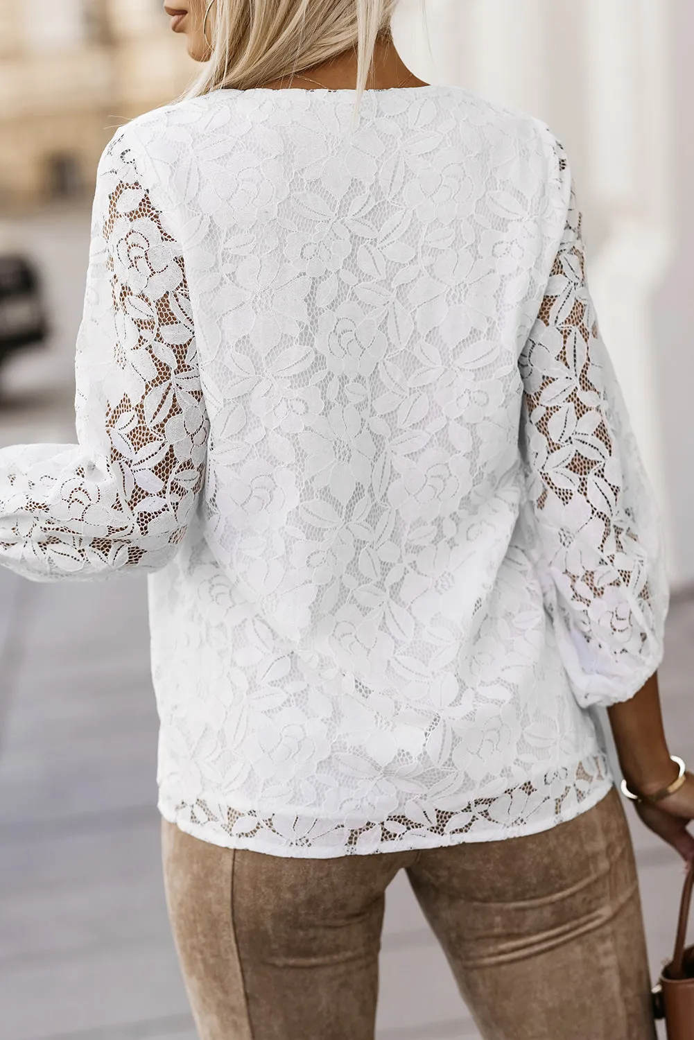 Floral Lace Fit V Neck Top