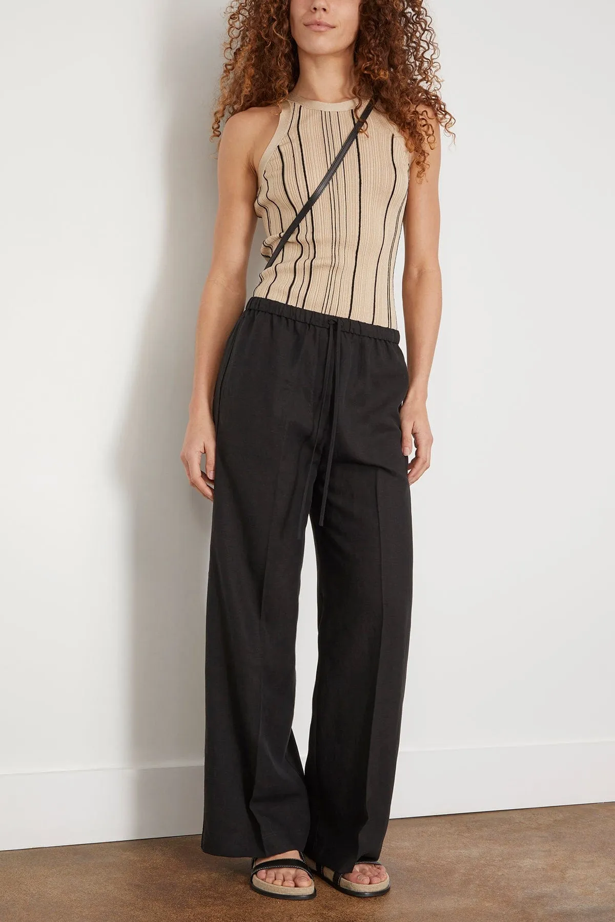 Fluid Drawstring Trousers in Black