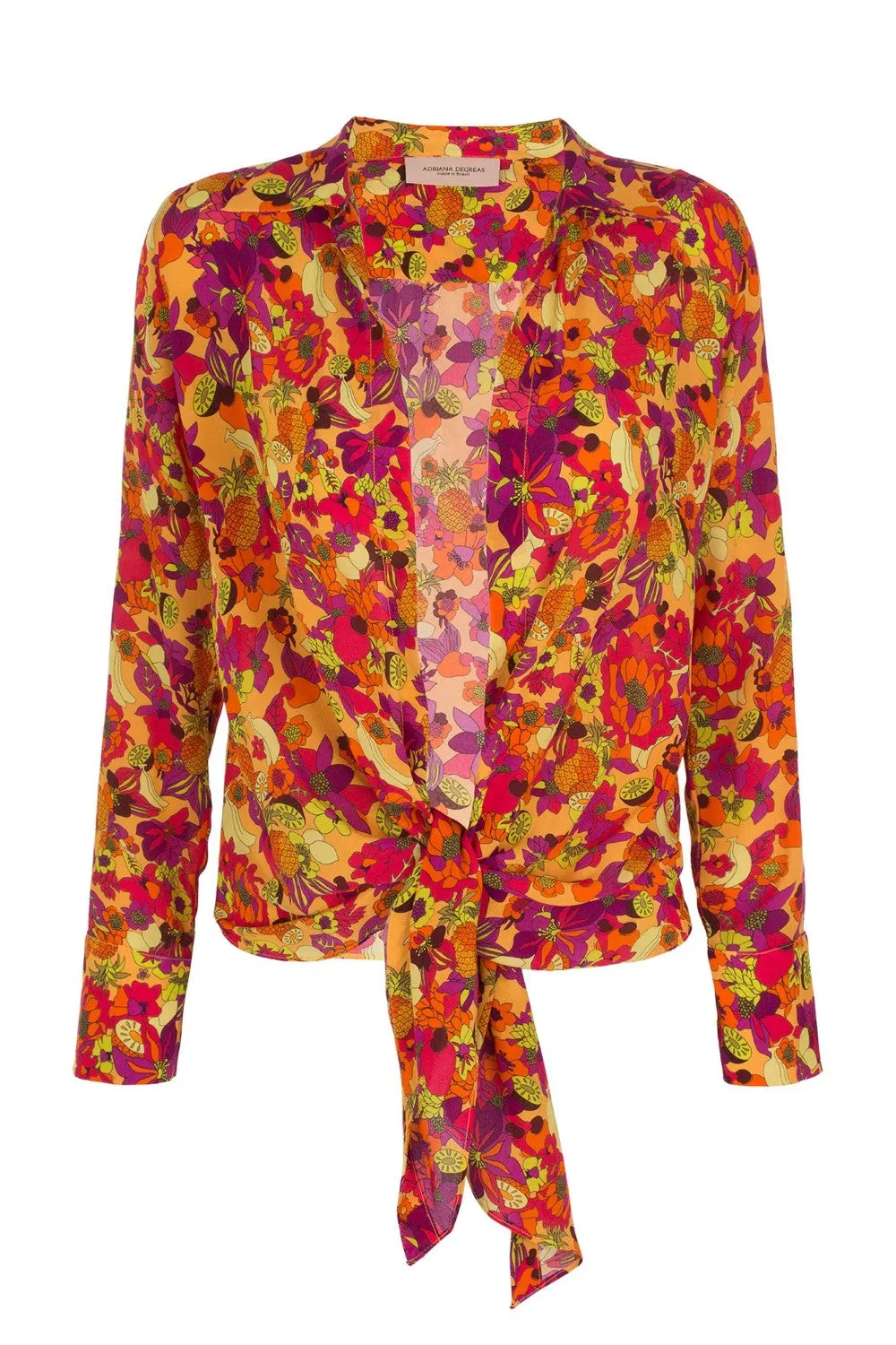 Fruits Print Shirt with Knot Detail