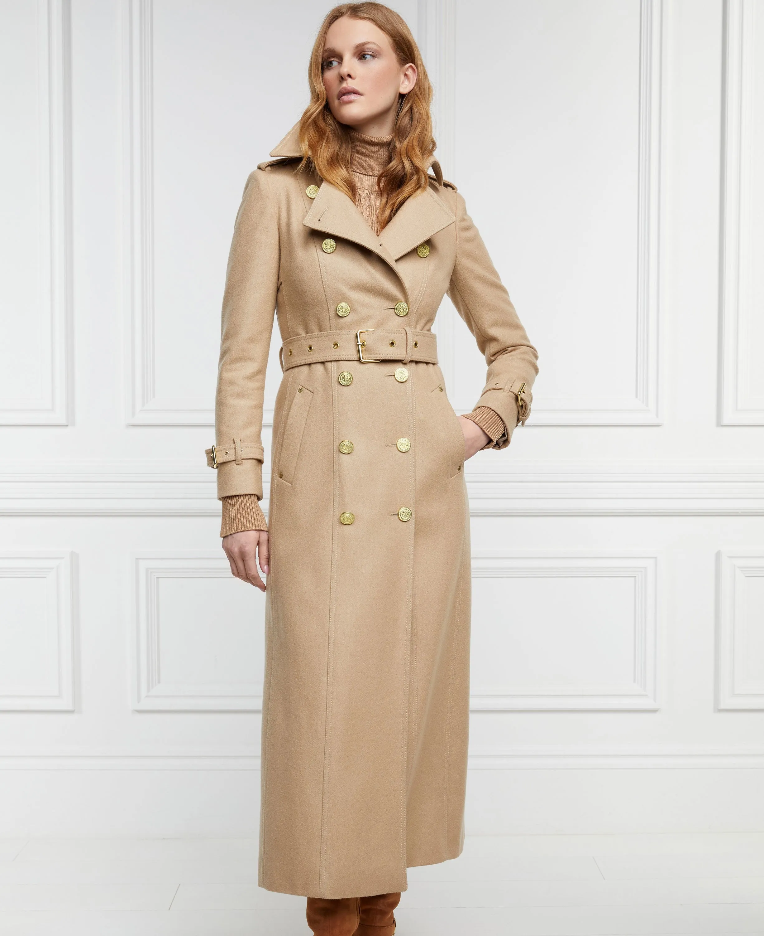 Full Length Marlborough Trench Coat - Camel