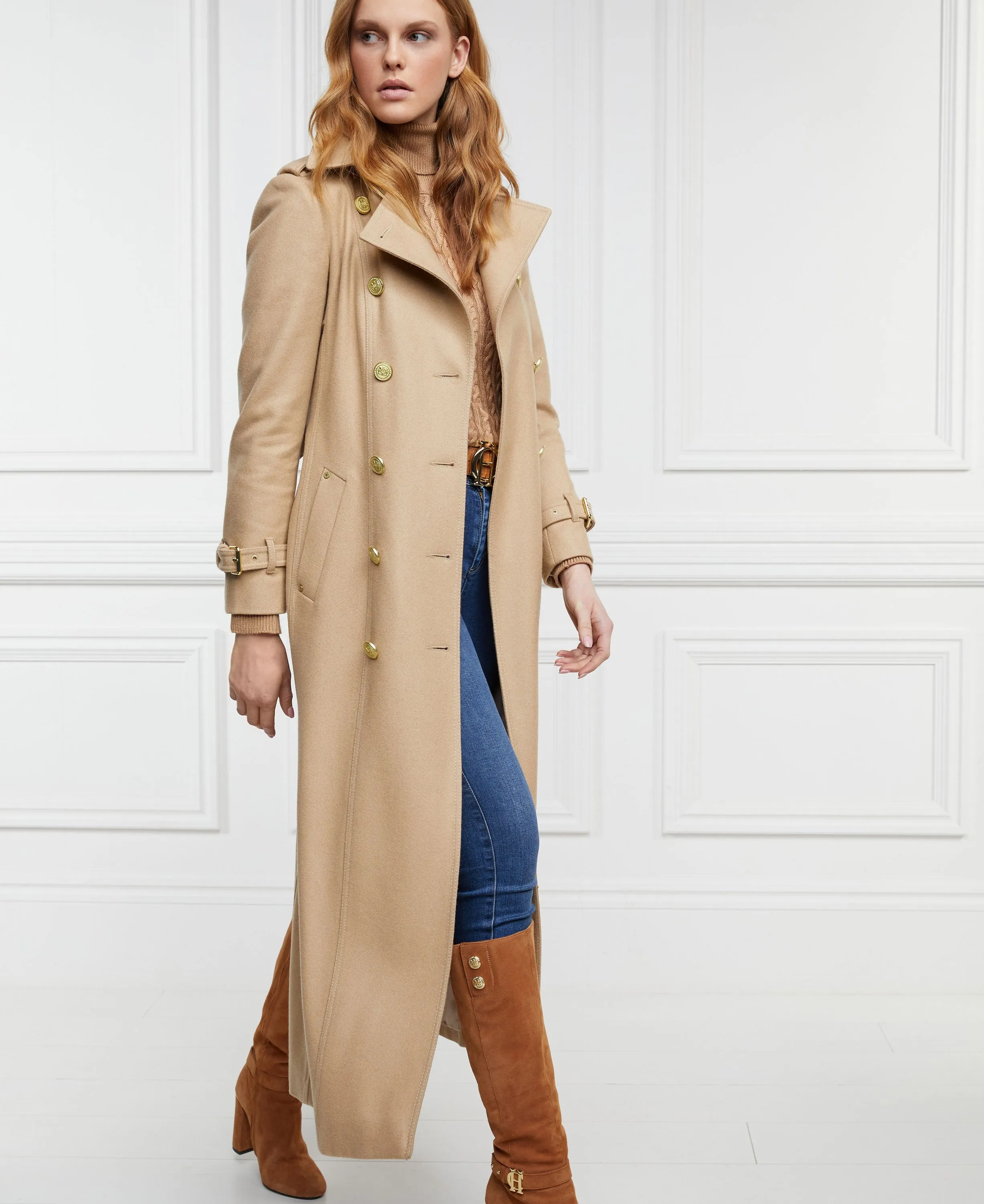 Full Length Marlborough Trench Coat - Camel