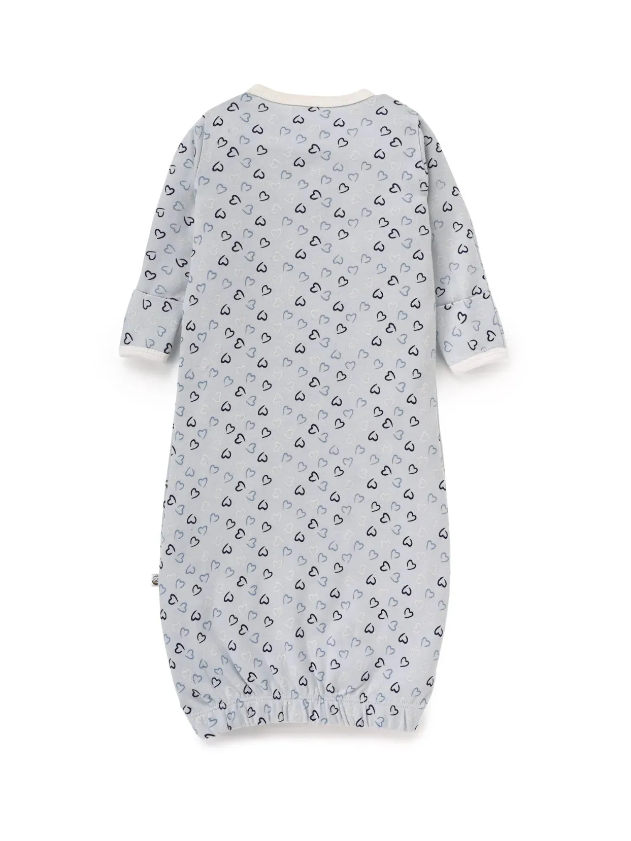 Full sleeve cyan & black heart shaped pattern with closure snap button sleeping gown for baby2