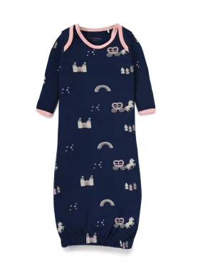 Full sleeve navy blue sleeping gown for baby girl