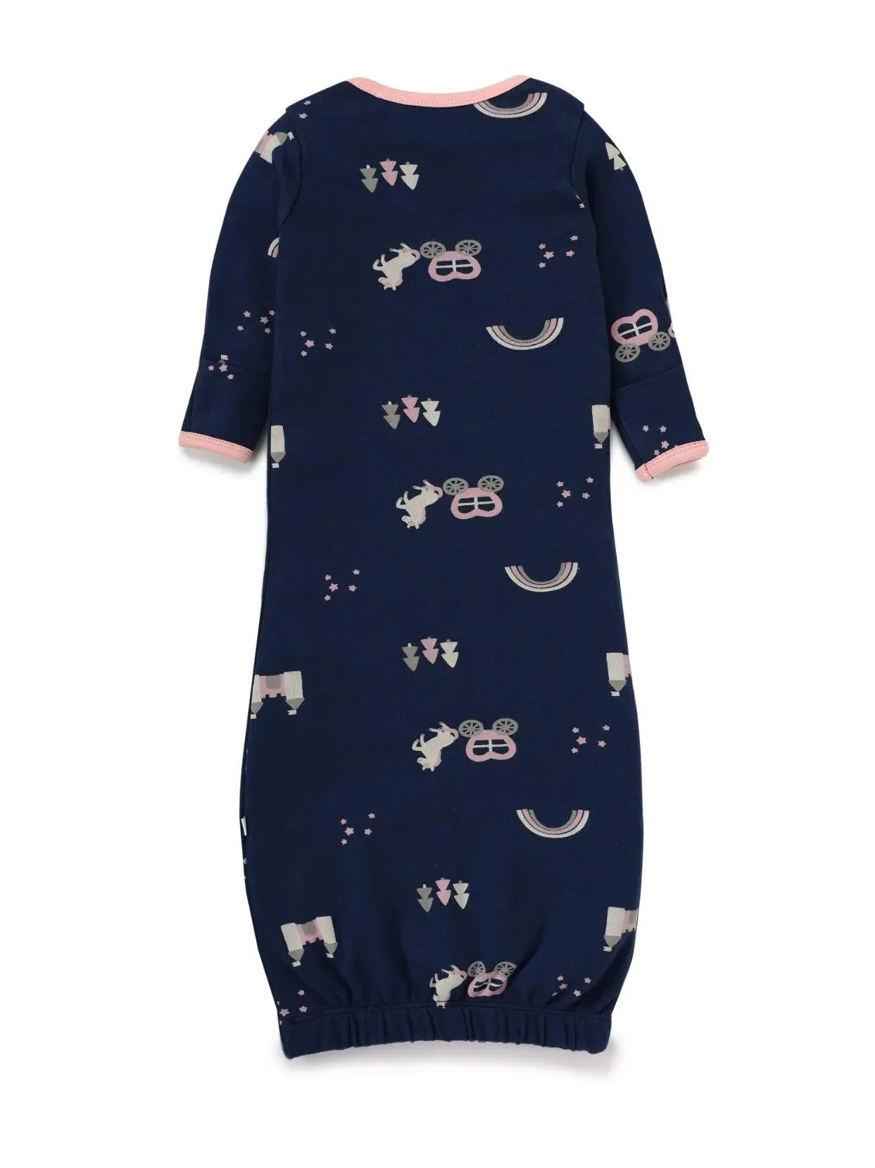 Full sleeve navy blue sleeping gown for baby girl