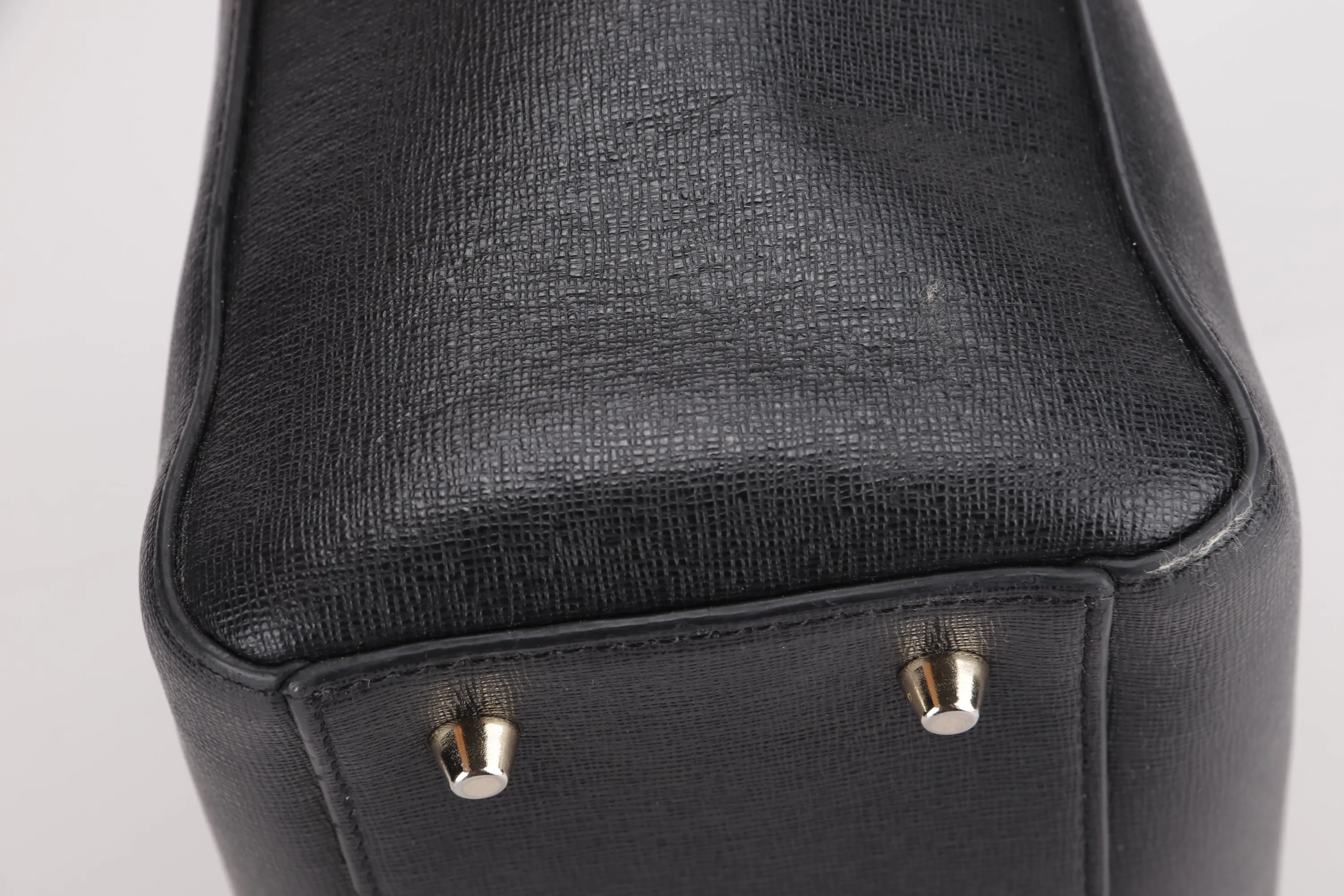 FURLA BLACK LEATHER TOTE, WITH STRAP & DUST COVER