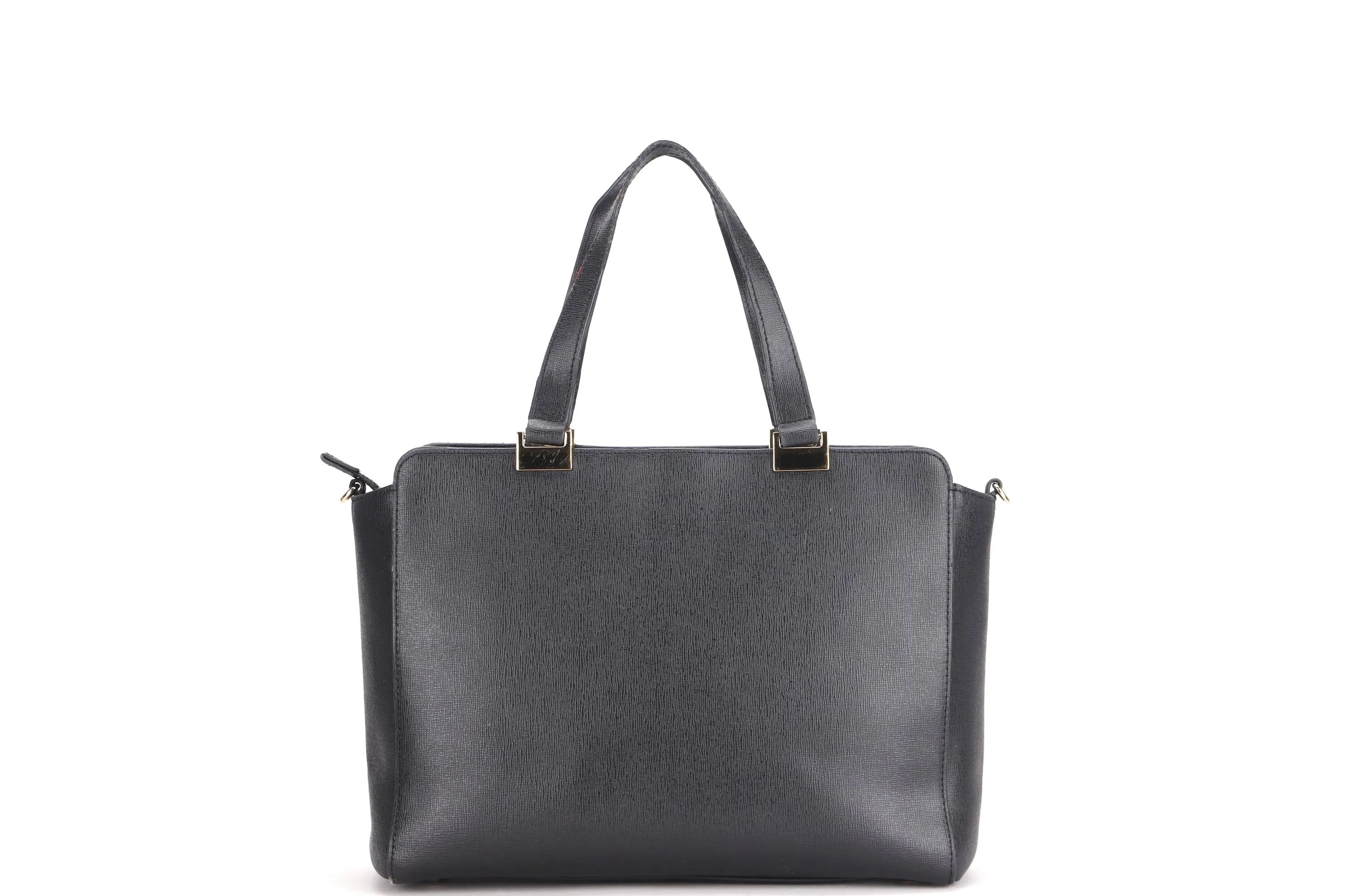 FURLA BLACK LEATHER TOTE, WITH STRAP & DUST COVER