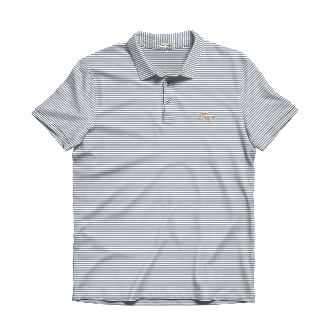 Georgia Tech Navy and White Heathered Azalea Stripe Polo