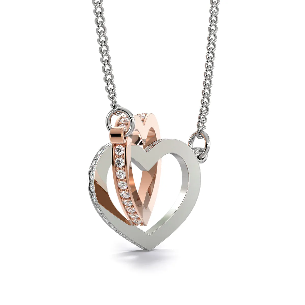 Gifts For Wife Interlocking Heart Necklace With "You Complete Me" Message Card