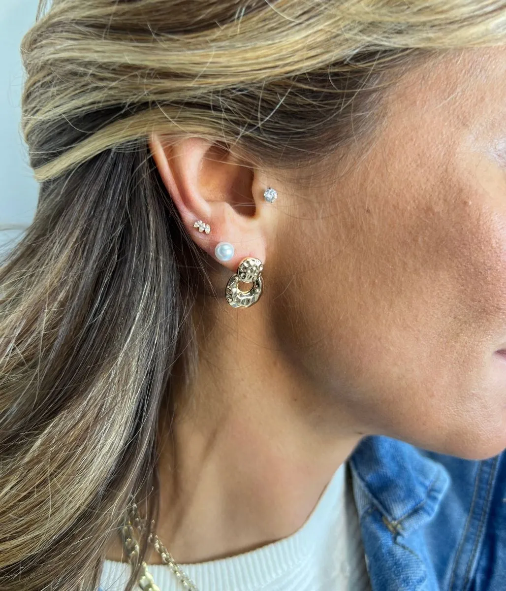 Gold Hammered Statement Earring