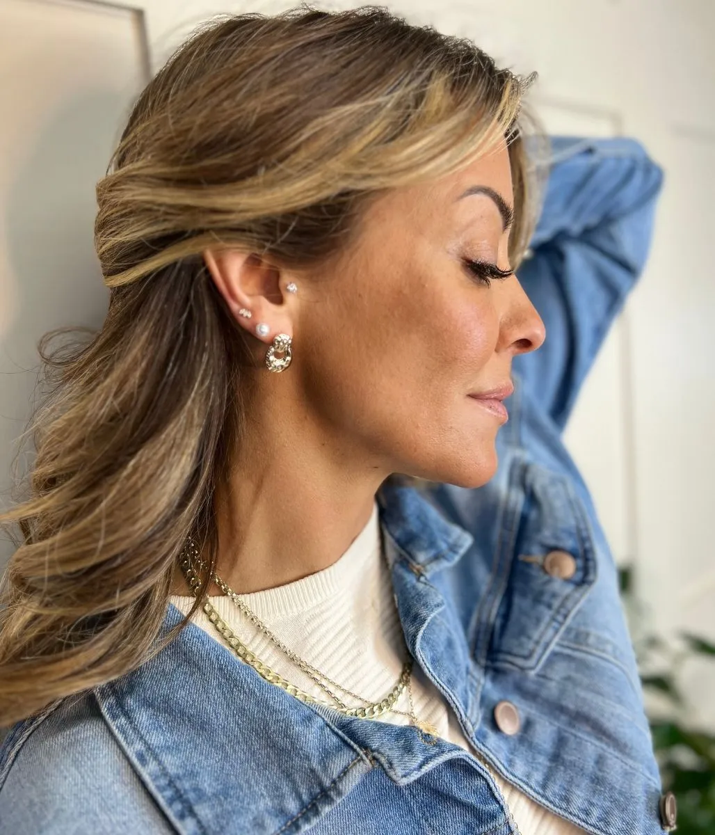 Gold Hammered Statement Earring