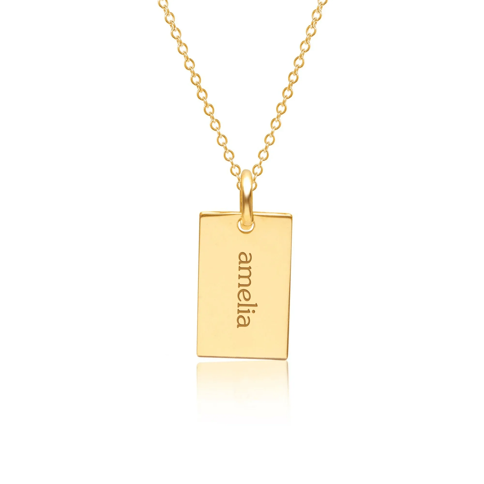 Gold Mini Dog Tag Necklace