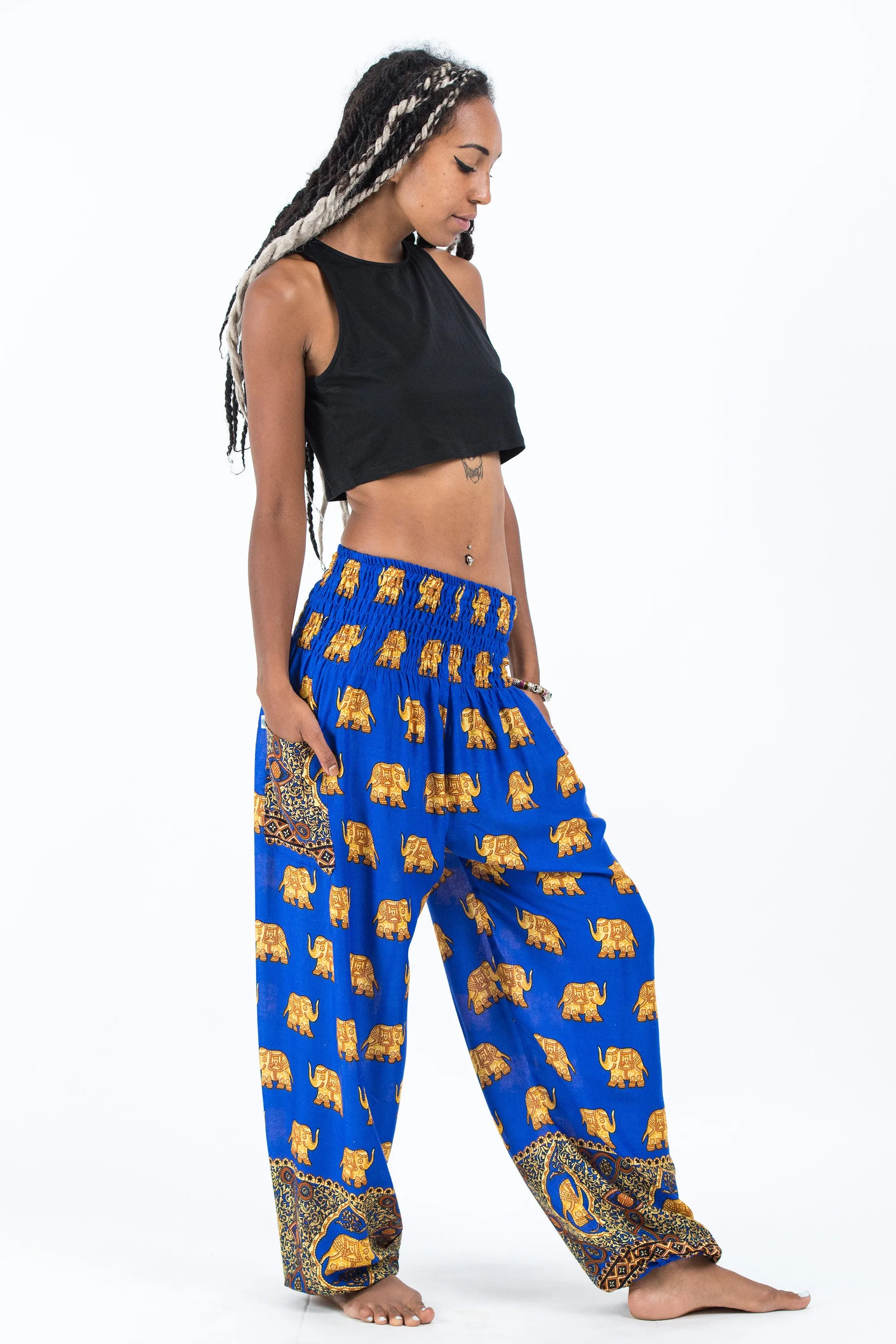 Golden Elephant Women's Elephant Pants in Blue