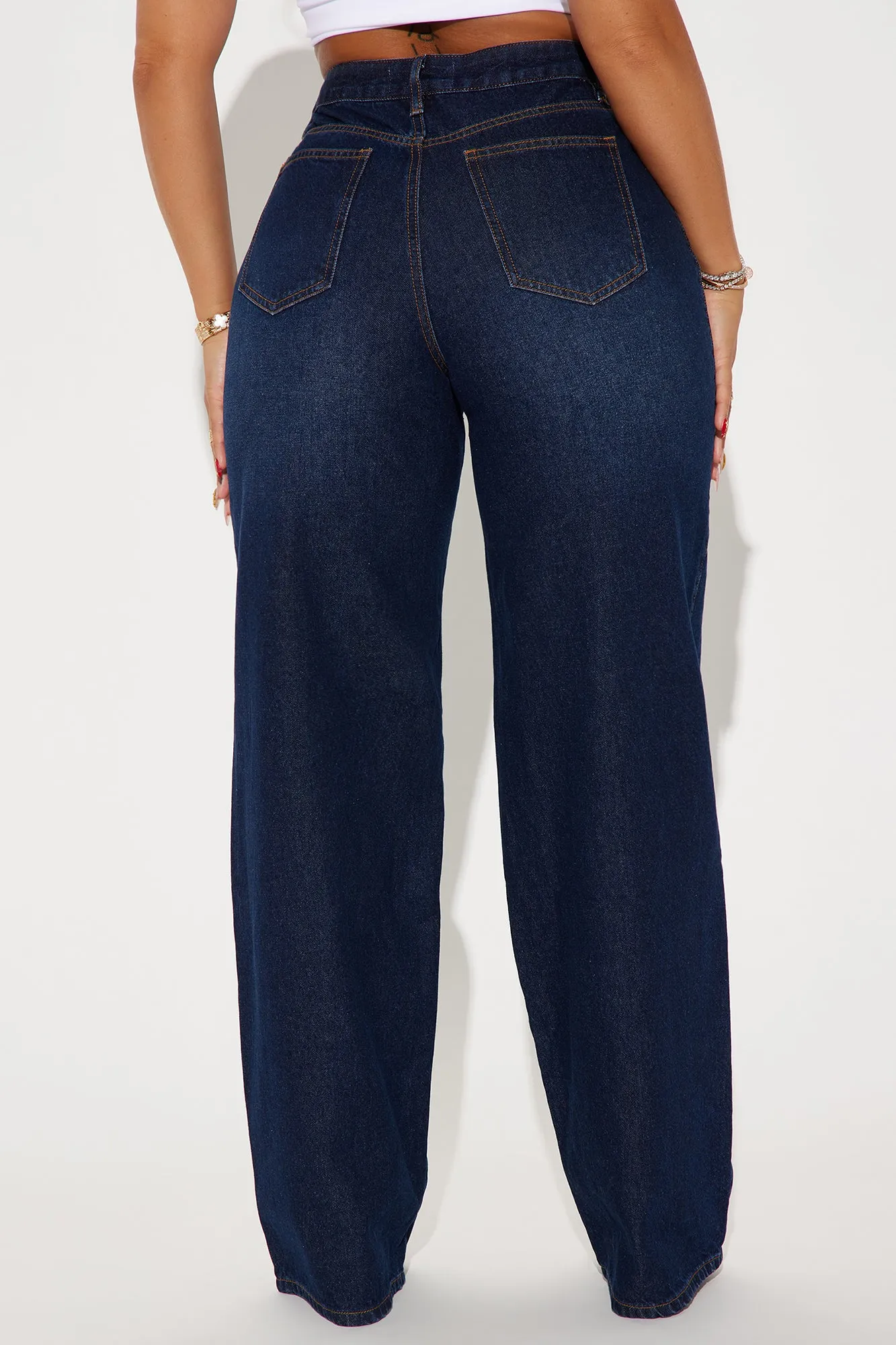 Gotta Let Them Know Cutout Baggy Jeans - Dark Wash