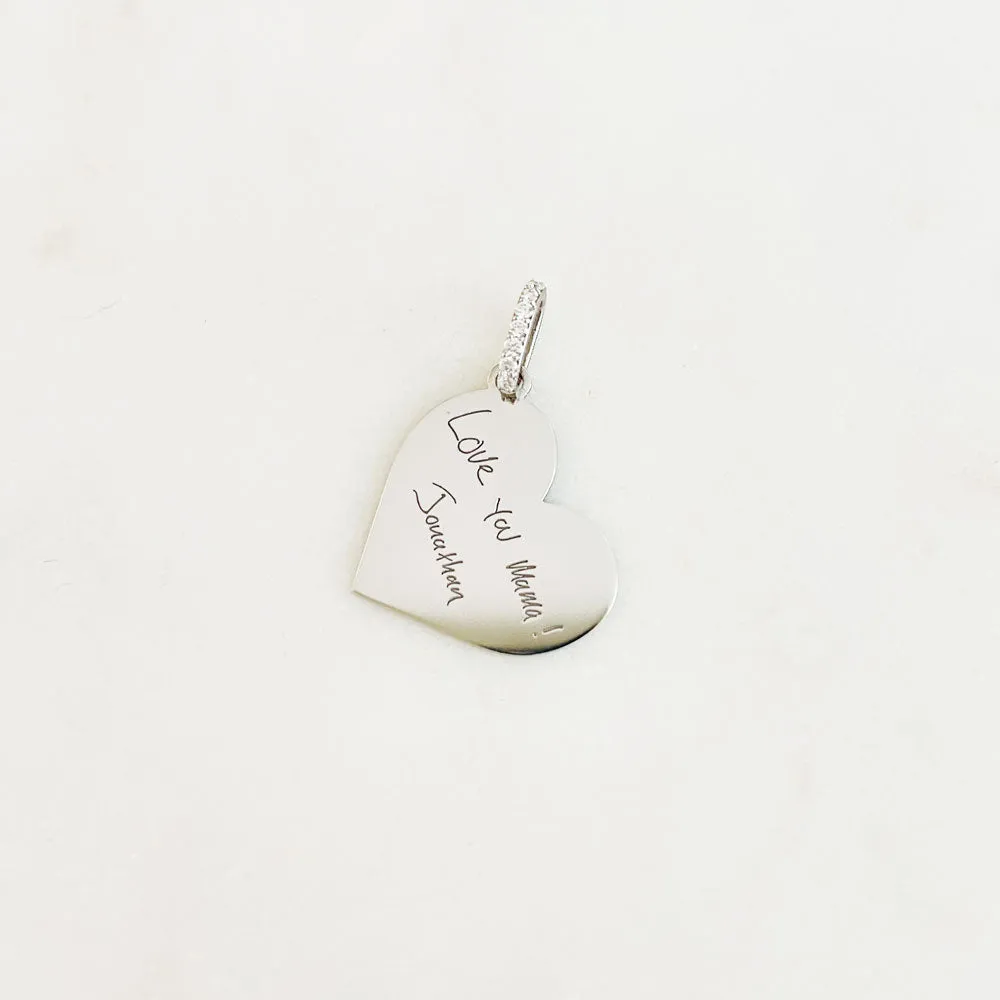 Handwriting Heart Medallion - Large