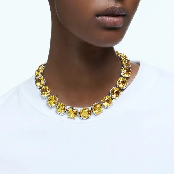 HARMONIA CHOKER, CUSHION CUT, YELLOW, RHODIUM PLATED