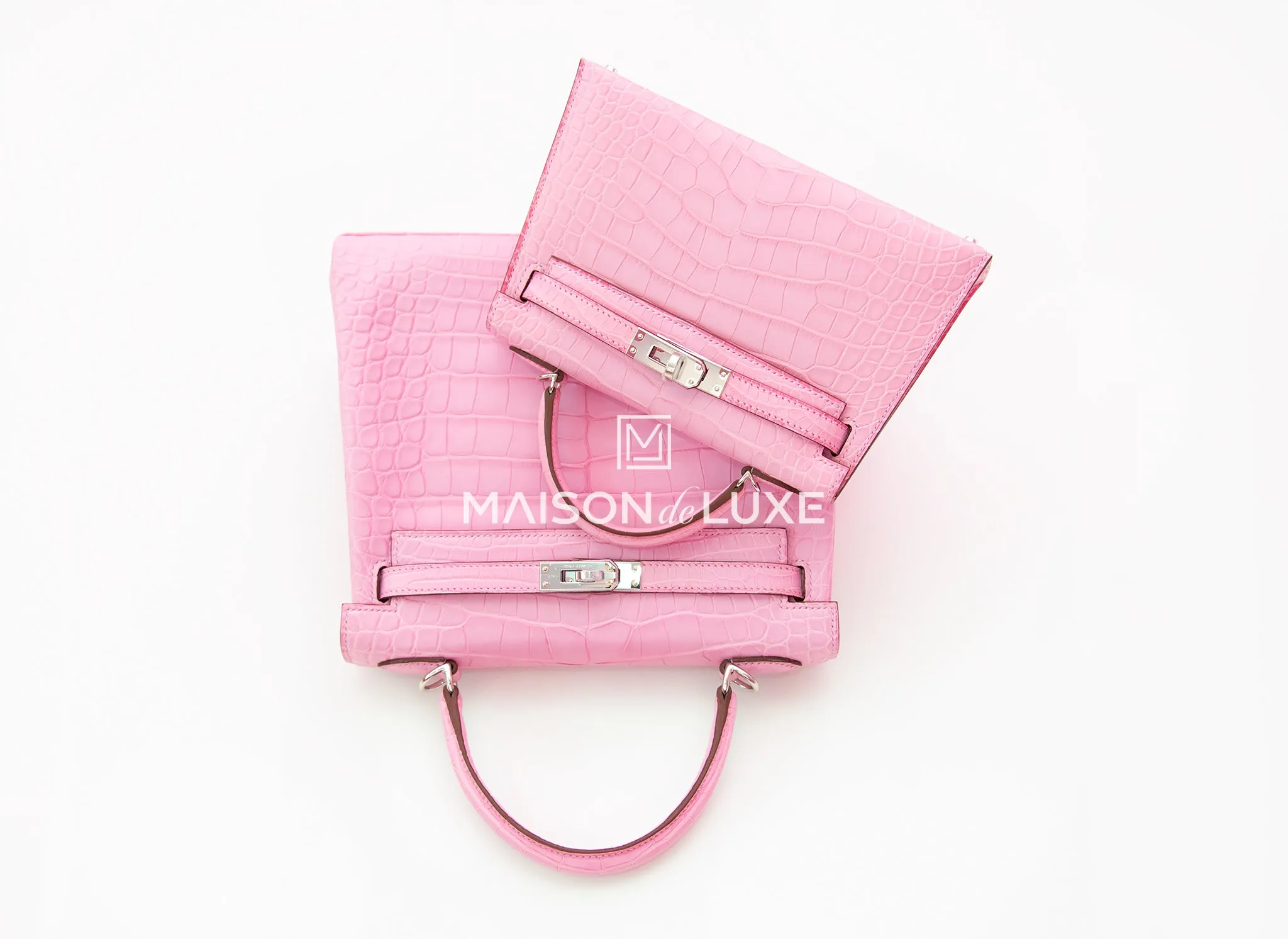 Hermes 5P Bubblegum Pink Crocodile Mini Kelly II 20 cm