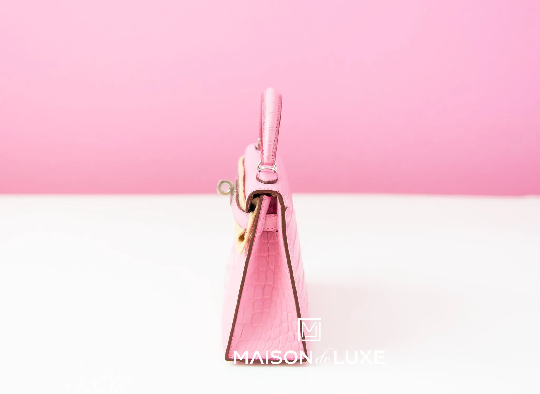 Hermes 5P Bubblegum Pink Crocodile Mini Kelly II 20 cm