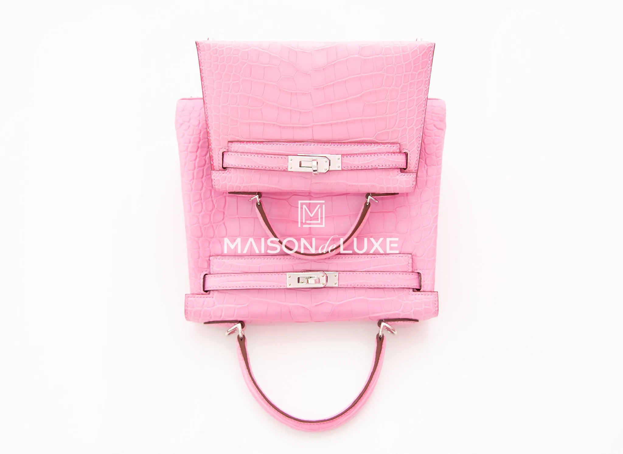 Hermes 5P Bubblegum Pink Crocodile Mini Kelly II 20 cm