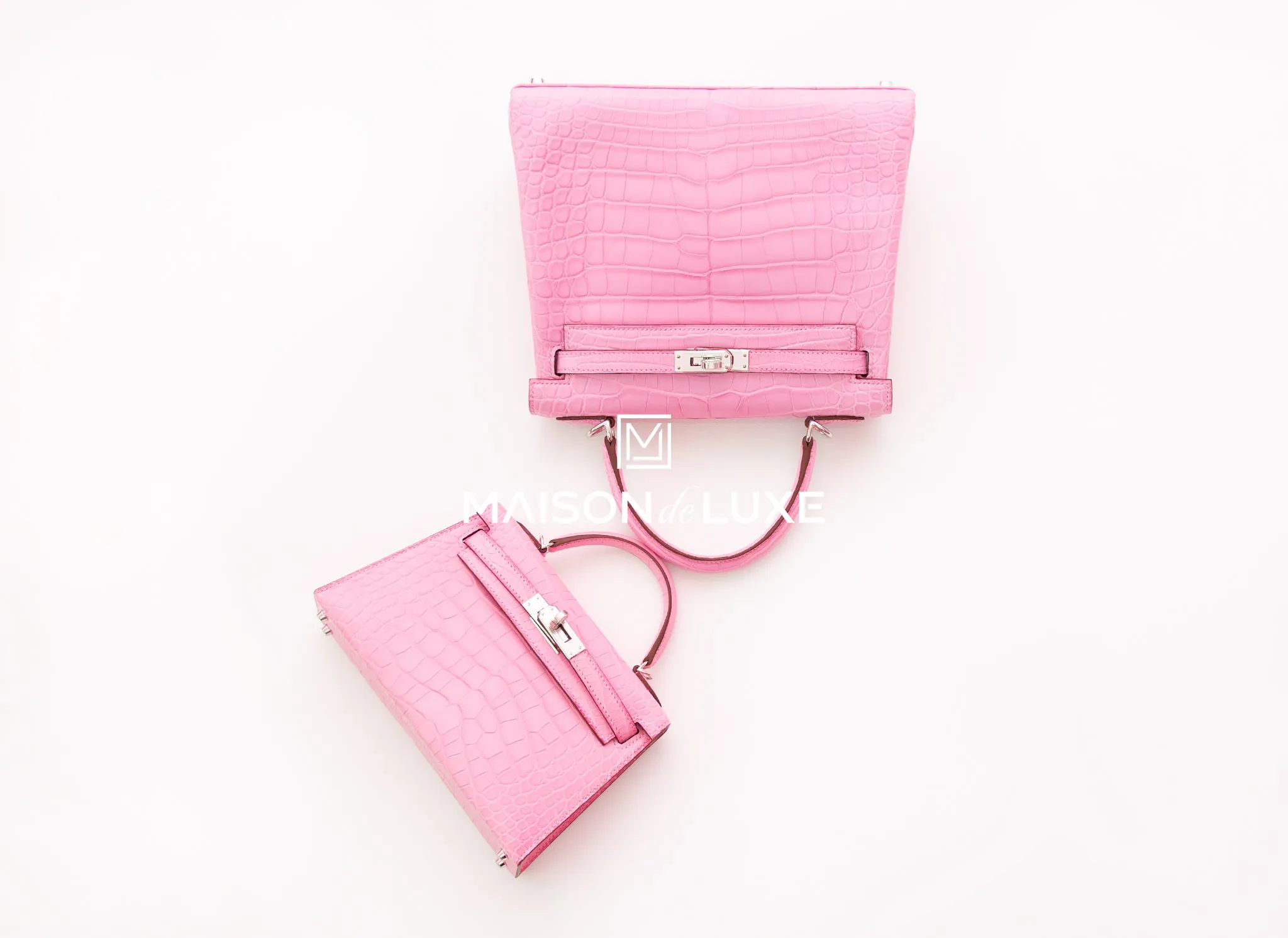 Hermes 5P Bubblegum Pink Crocodile Mini Kelly II 20 cm