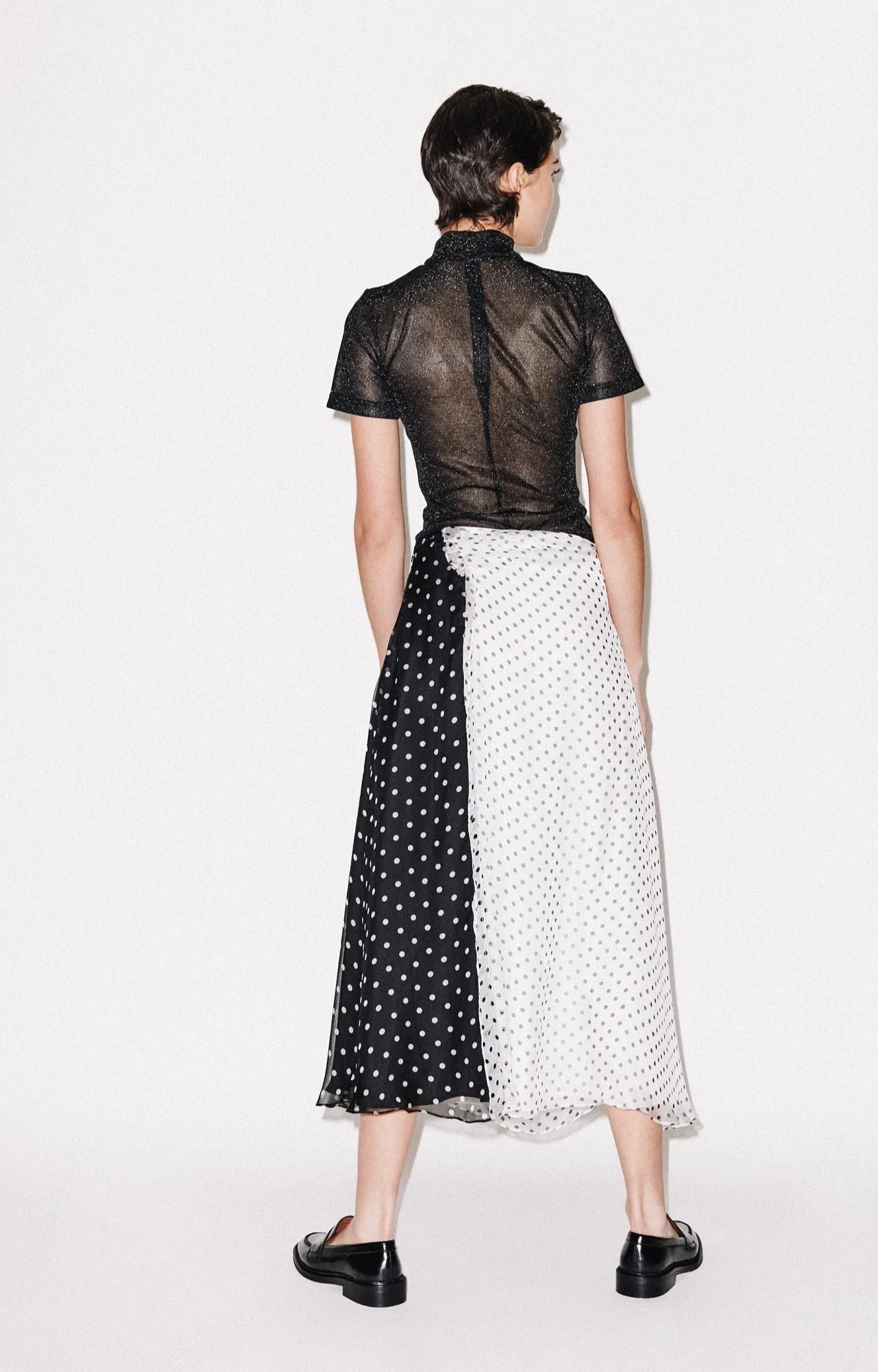 House of Holland Polka Gathered Midi Skirt