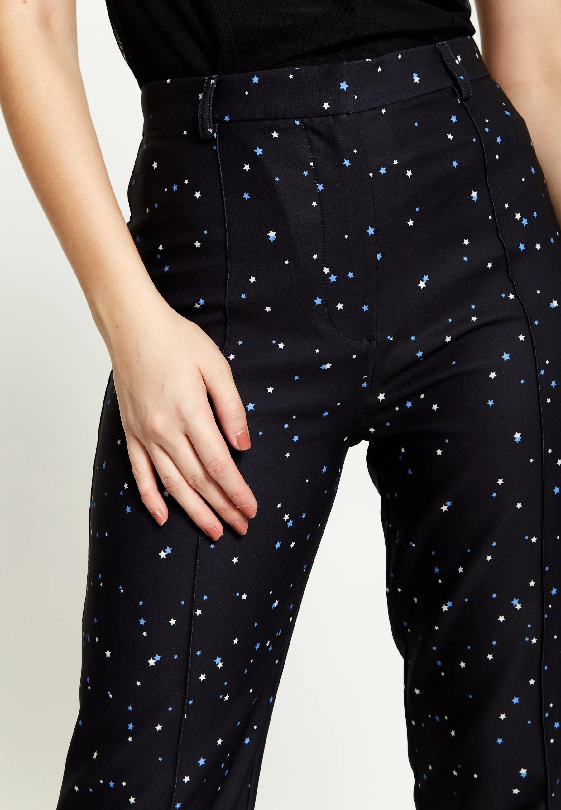 House Of Holland Star Print Trousers In Black