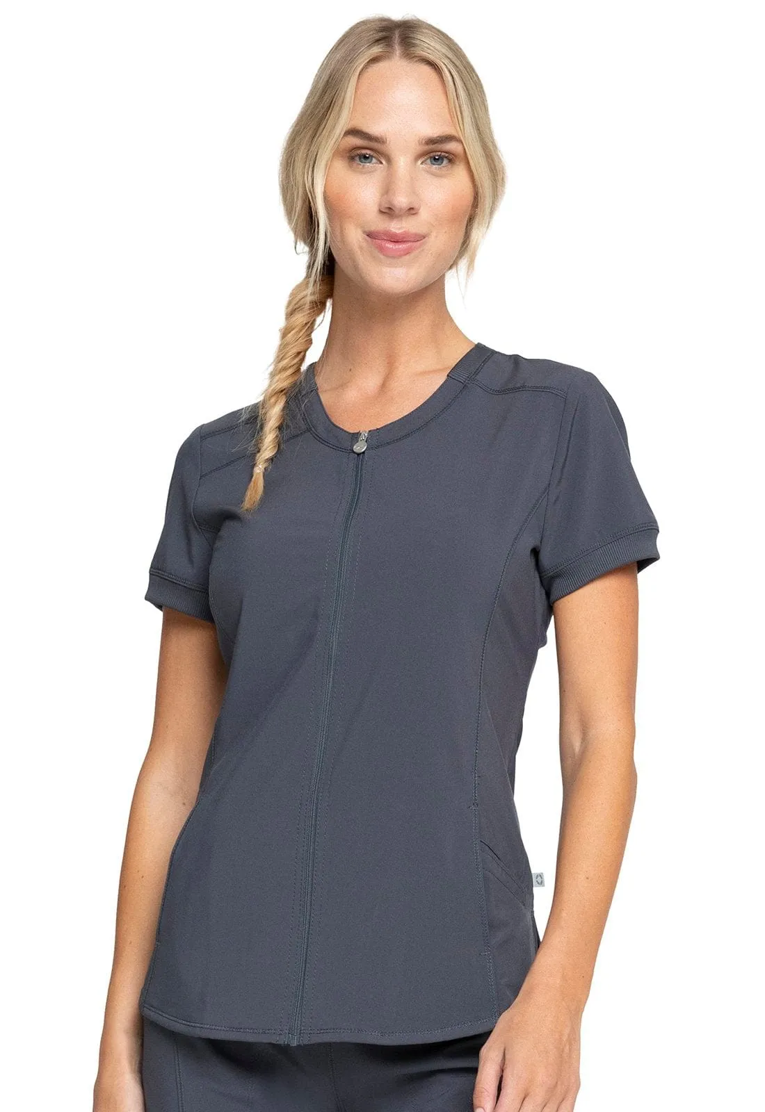 Infinity Zip Front V-Neck Scrub Top CK810A