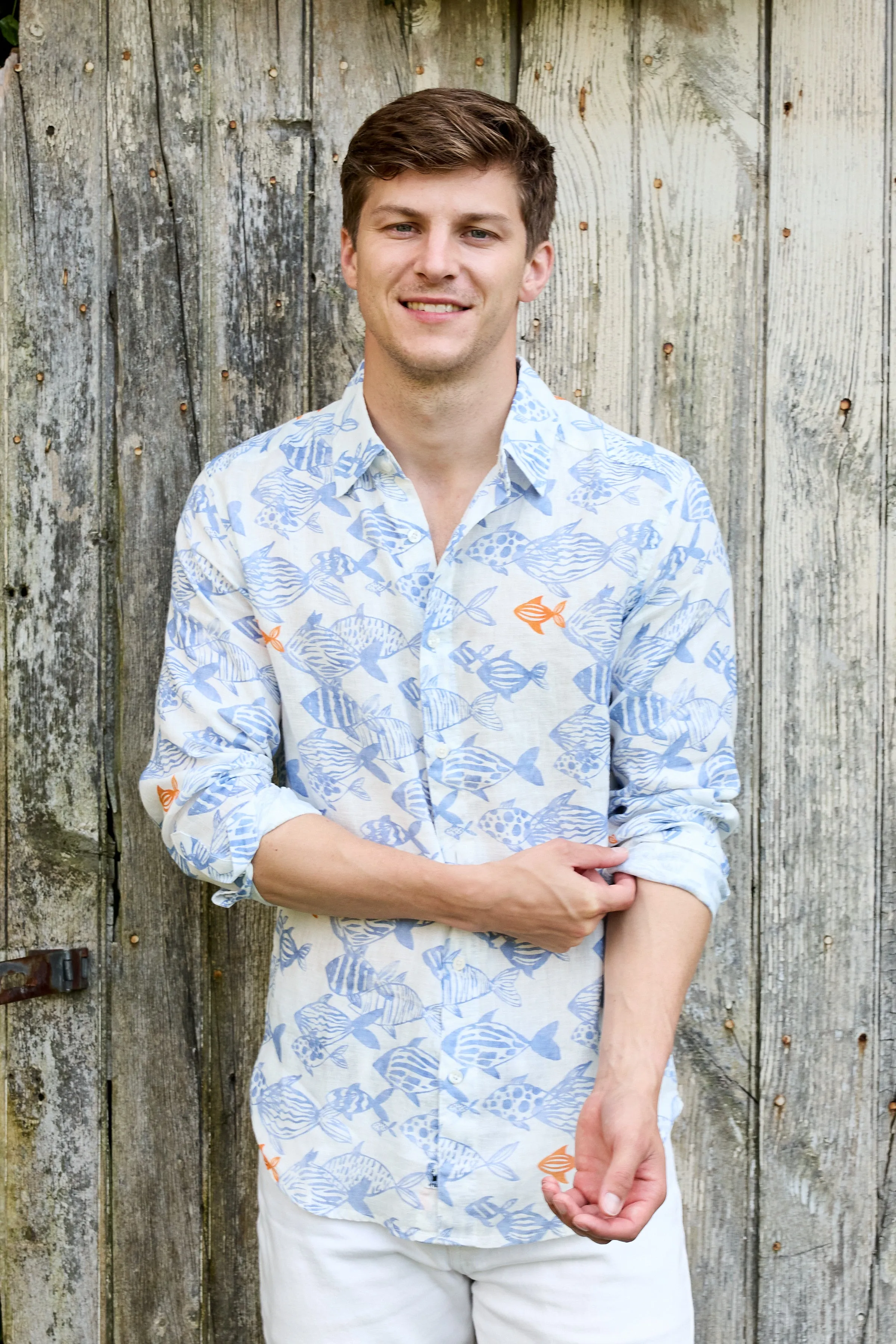 Jeremy Linen Shirt - Dominica Schooling Fish