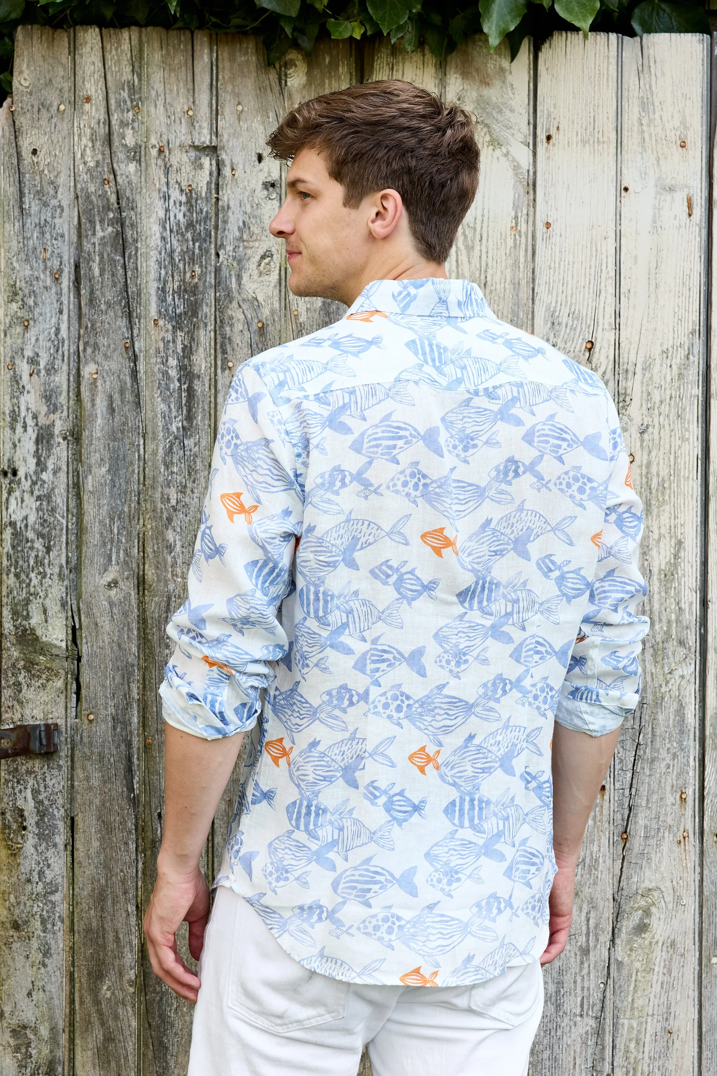 Jeremy Linen Shirt - Dominica Schooling Fish