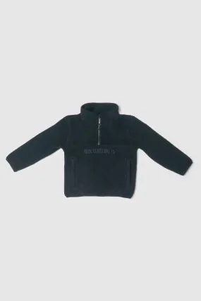 Jnr Sherpa Fleece Logo Quarter Zip Washed Black