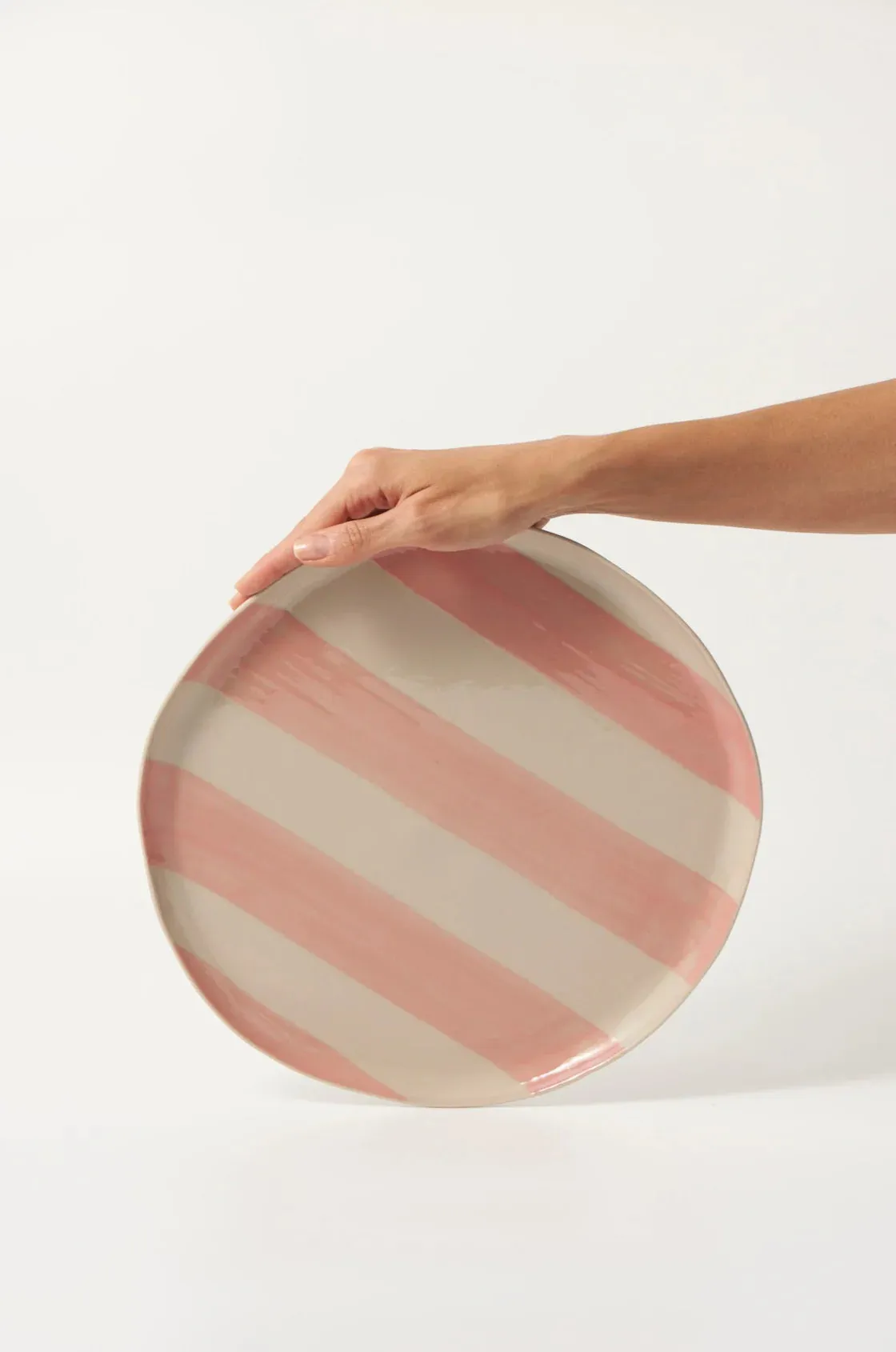 JONES & CO - CABANA STRIPE PLATTER PINK