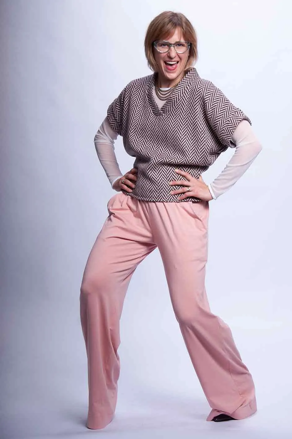 Kickin It Sweater - Blush/Espresso Herringbone