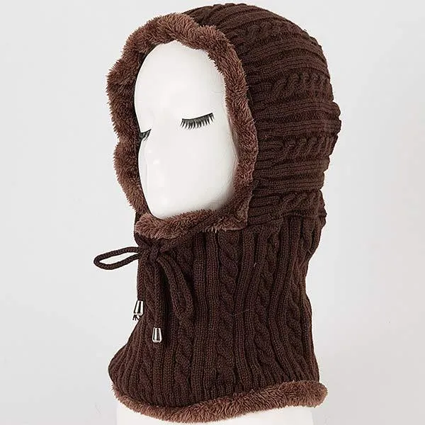 Knitted One-Piece Bib Wool Earmuff Hat 03553772C