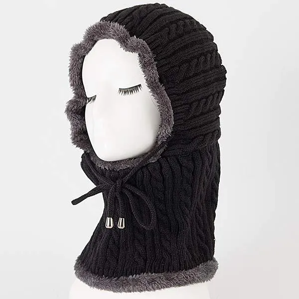 Knitted One-Piece Bib Wool Earmuff Hat 03553772C