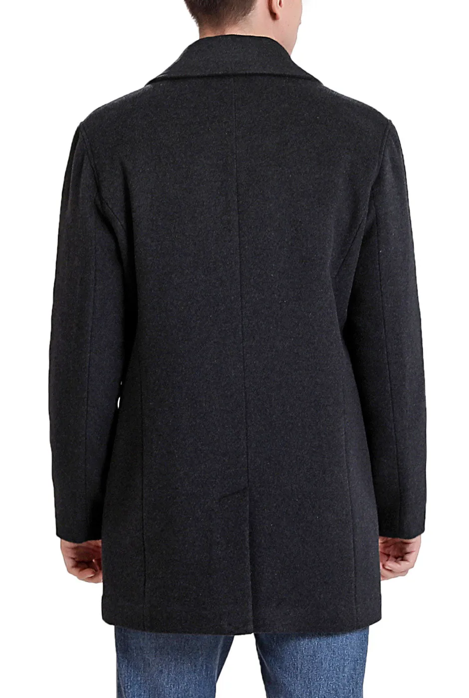 Landing Leathers Men Paul Cashmere Wool Blend Car Coat with Removable Bib