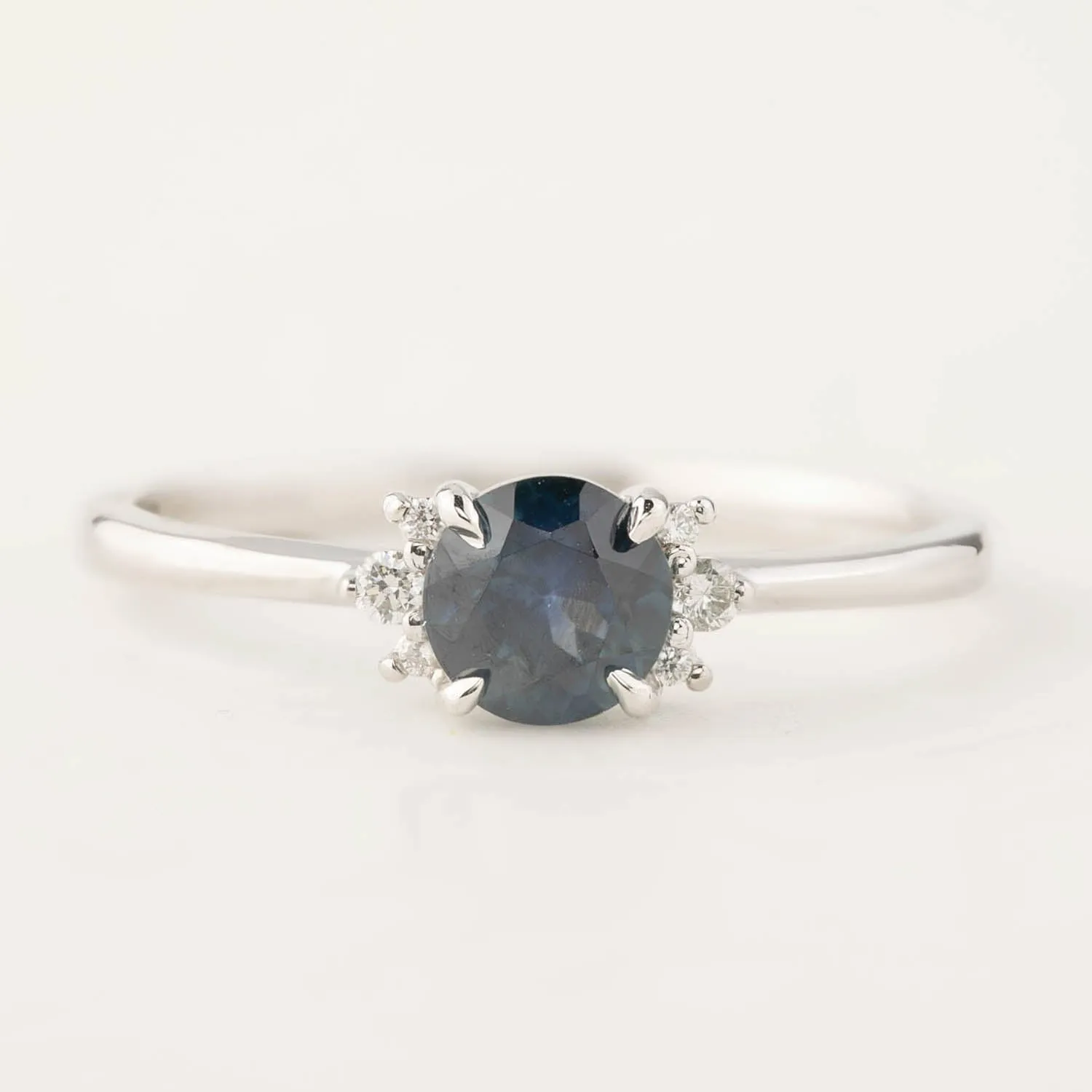 Lena Ring - 0.65ct Blue Montana Sapphire, 14k White Gold (one of a kind)