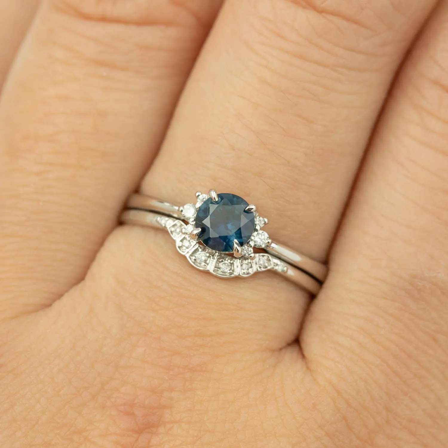 Lena Ring - 0.65ct Blue Montana Sapphire, 14k White Gold (one of a kind)