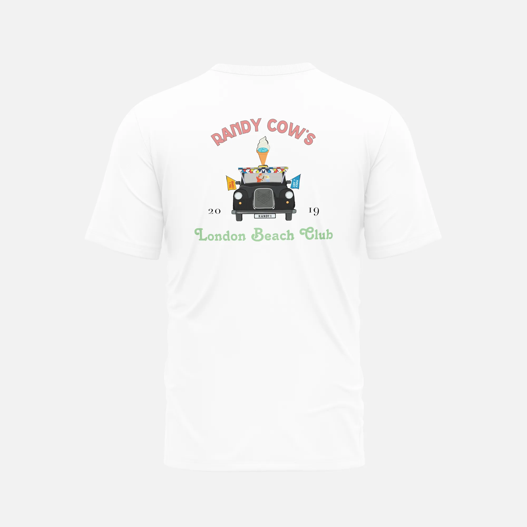 London Beach Club Black Taxi - White Organic Cotton T-Shirt